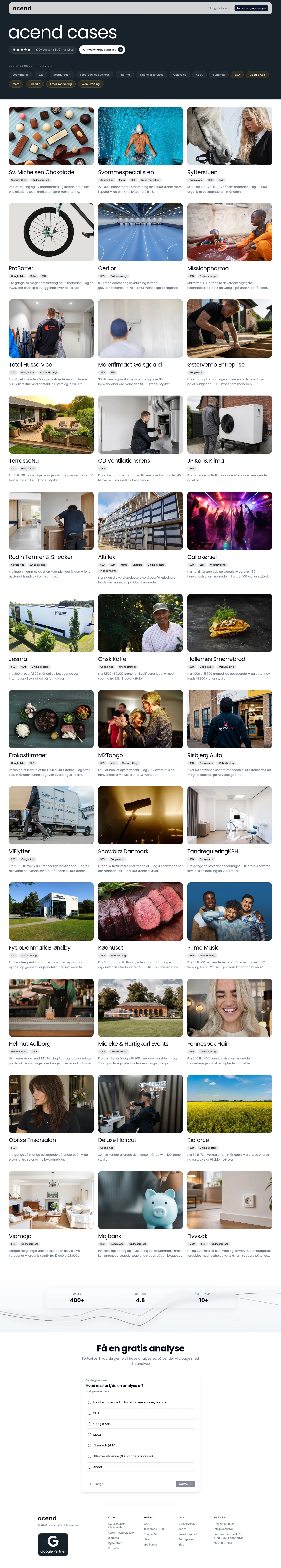 Acend landing page