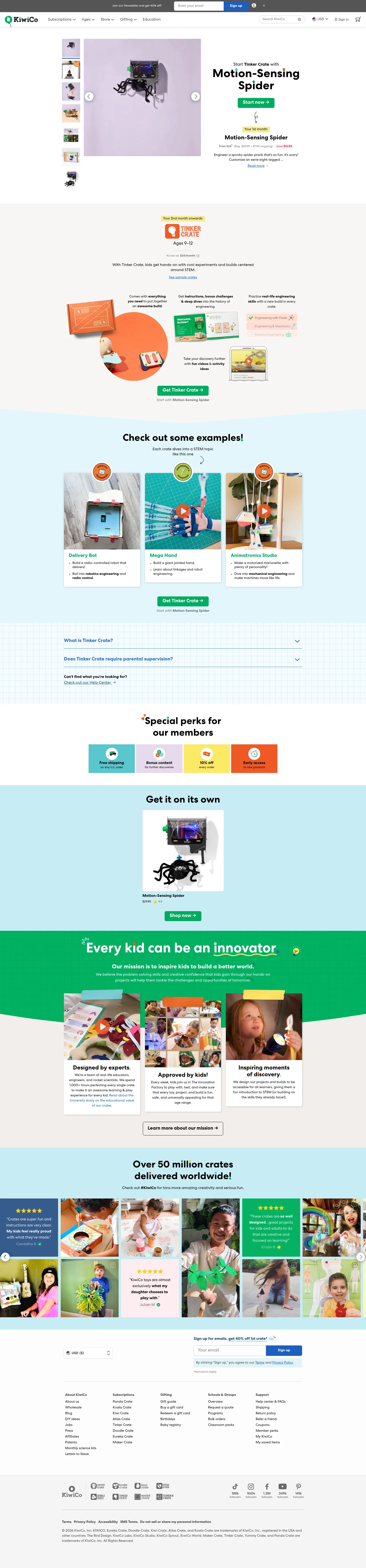 KiwiCo landing page
