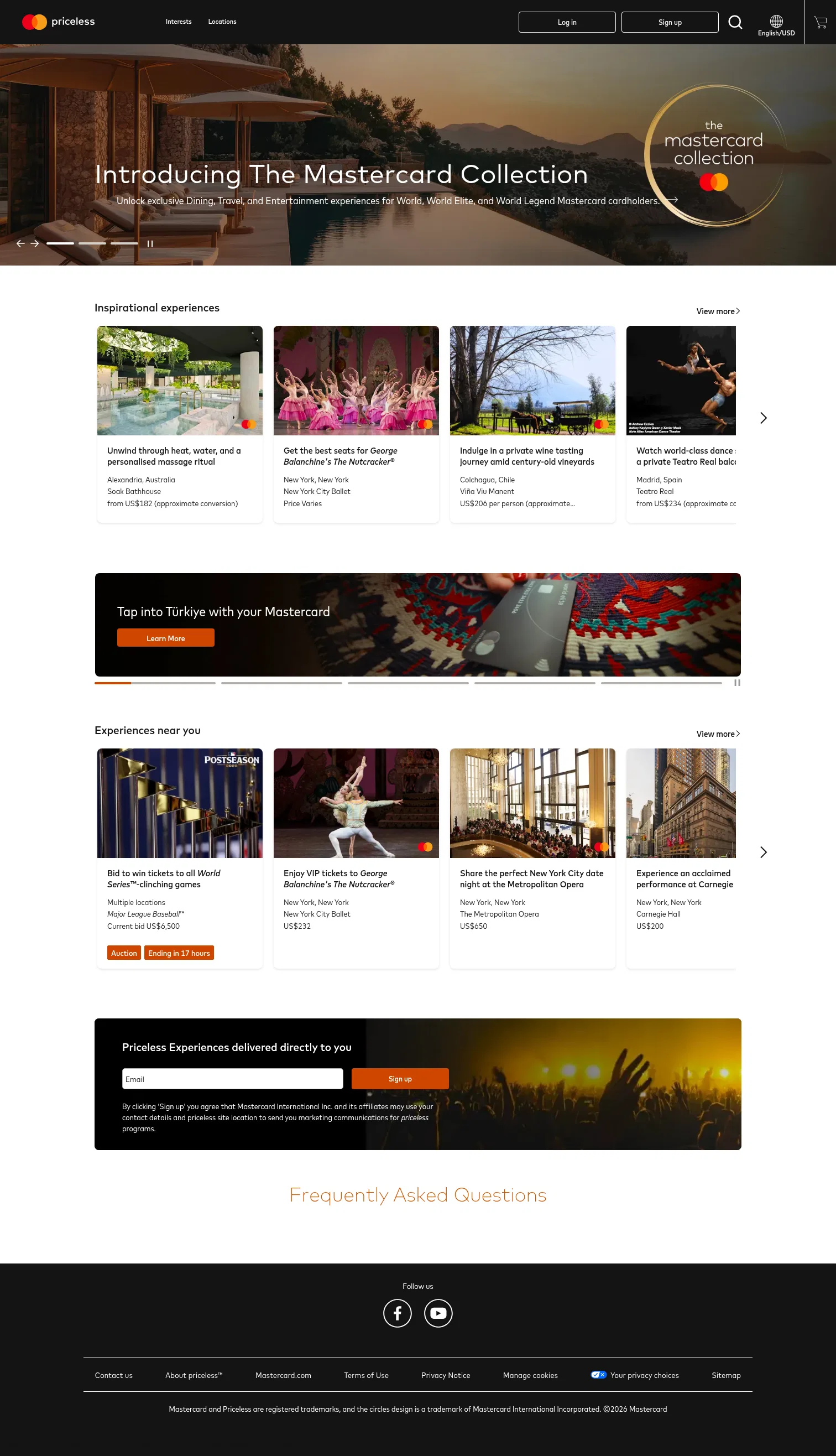 priceless.com on desktop, full screenshot