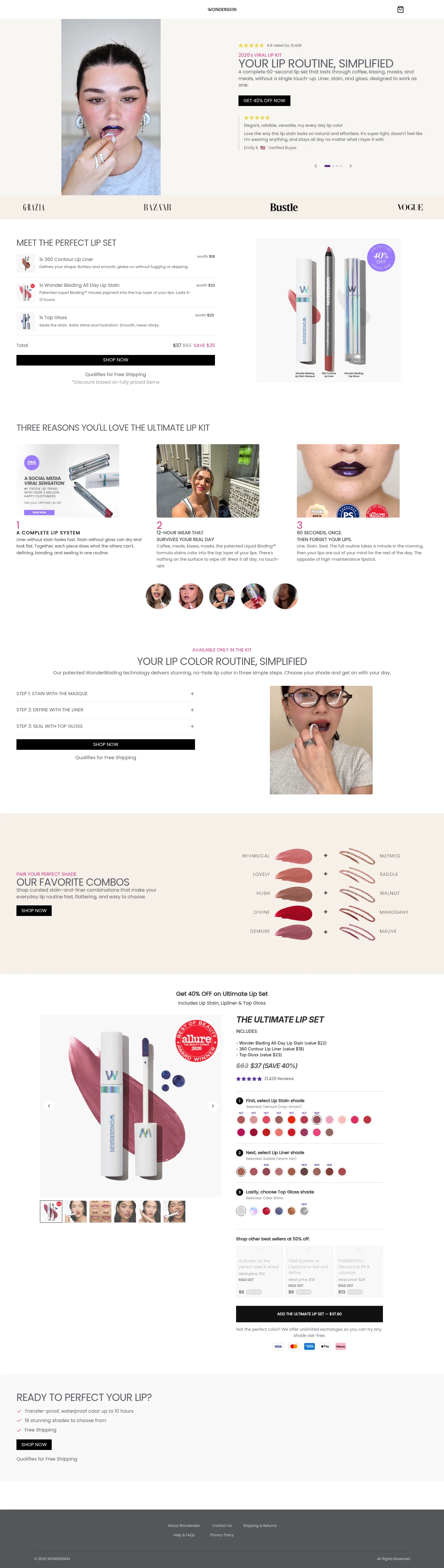 shop.wonderskin.com/ultimate-lip-set-ws on desktop