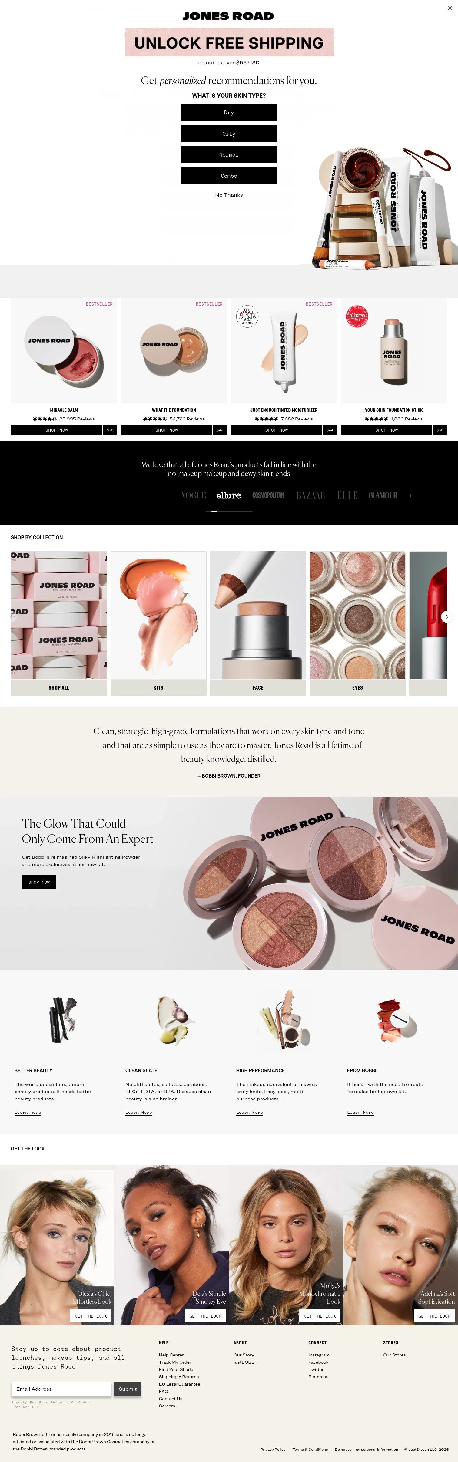 Jones Road Beauty landing page