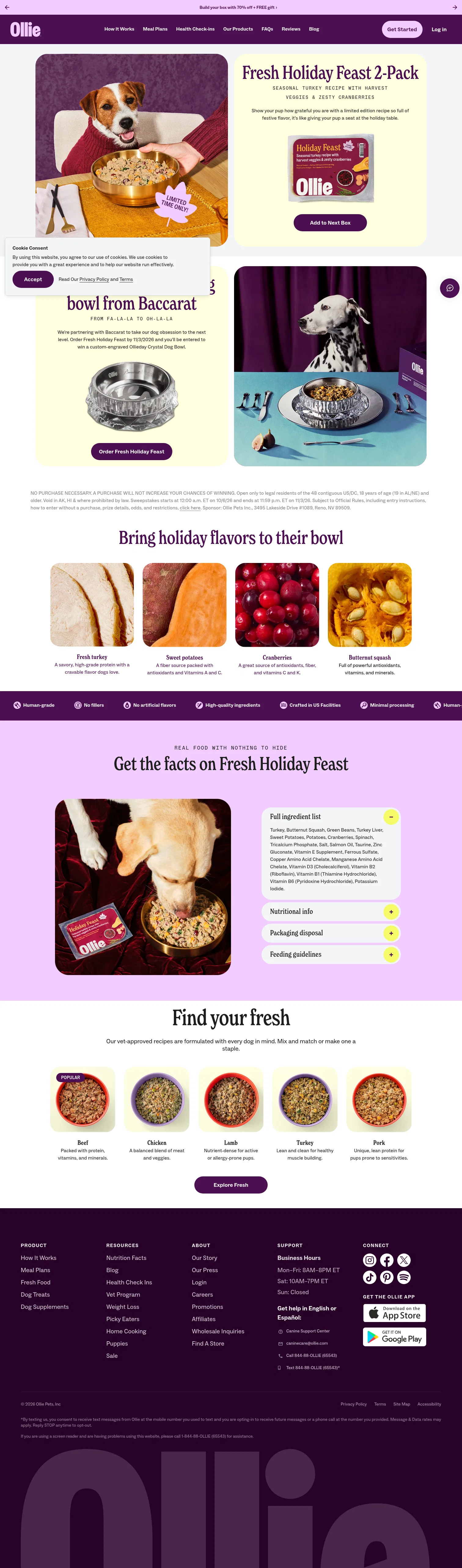 ollie.com/feast on desktop, full screenshot