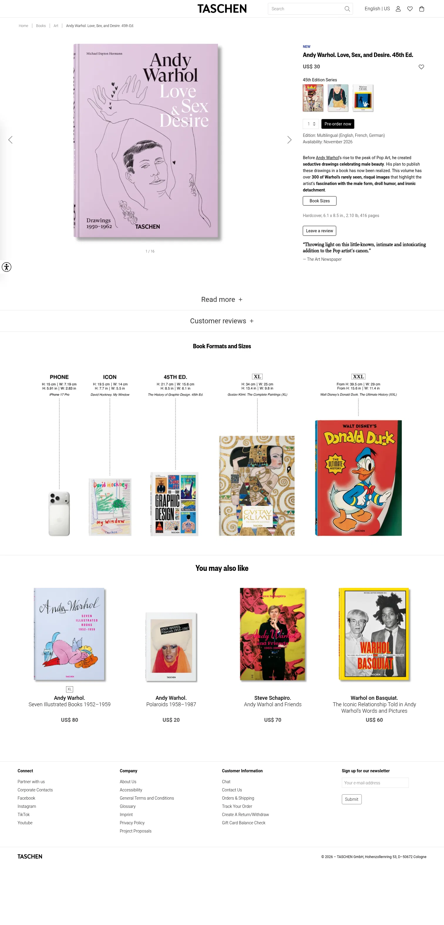 taschen.com/en/books/art/42358/andy-warhol-love-sex-and-desire-45th-ed on desktop, full screenshot