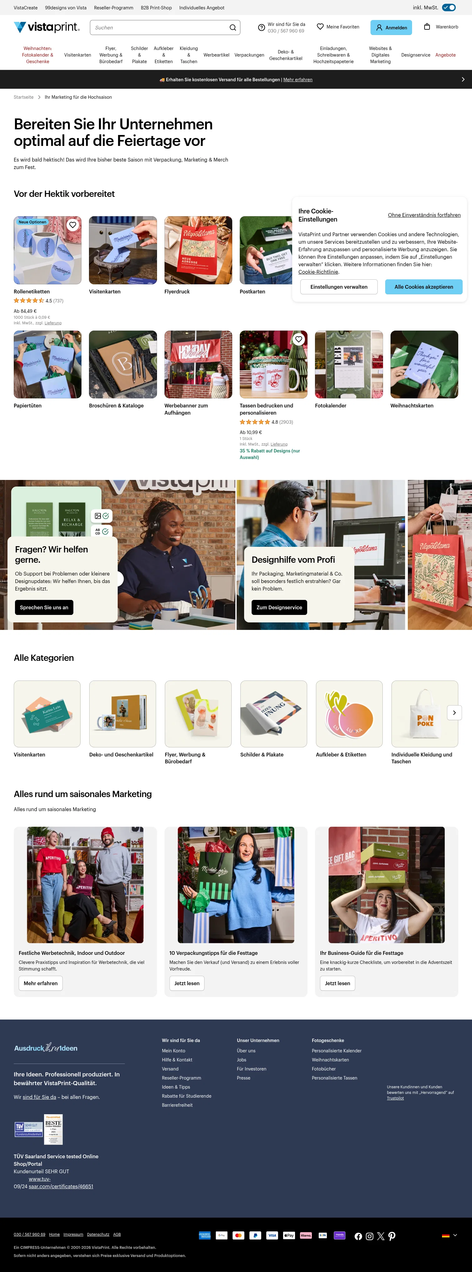 vistaprint.de/ihr-marketing-fuer-die-hochsaison on desktop
