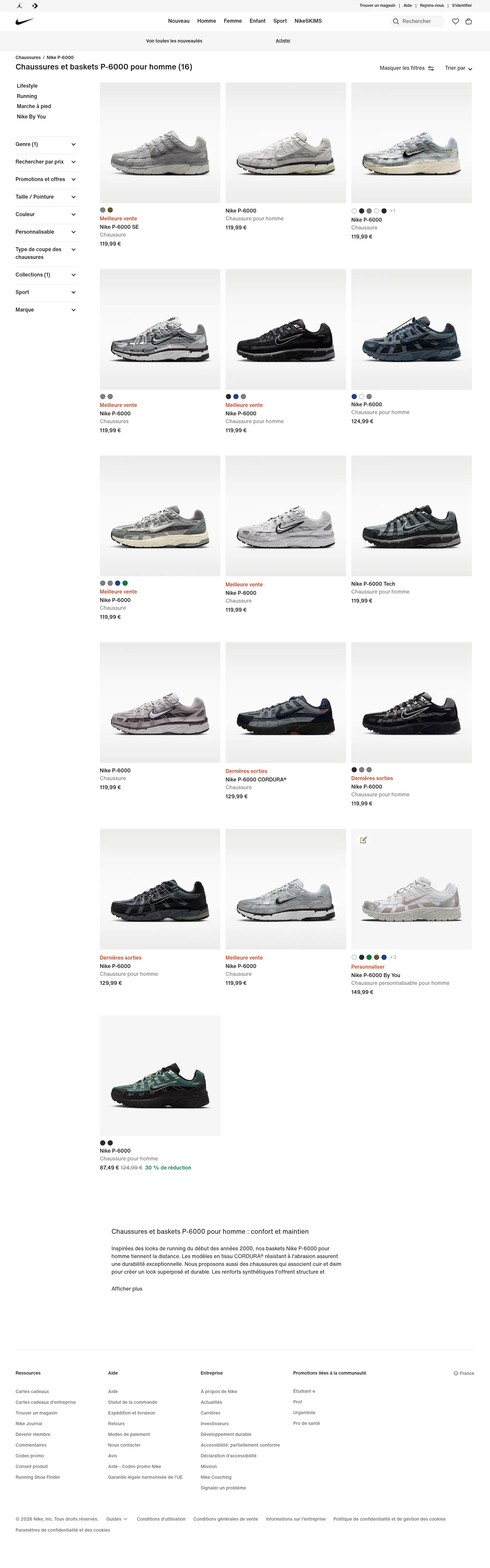 nike.com/fr/w/hommes-nike-p-6000-chaussures-4ff6cznik1zy7ok on desktop, full screenshot