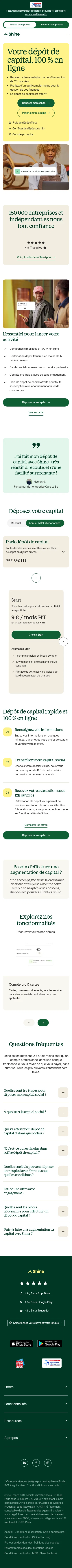 shine.fr/depot-de-capital on mobile