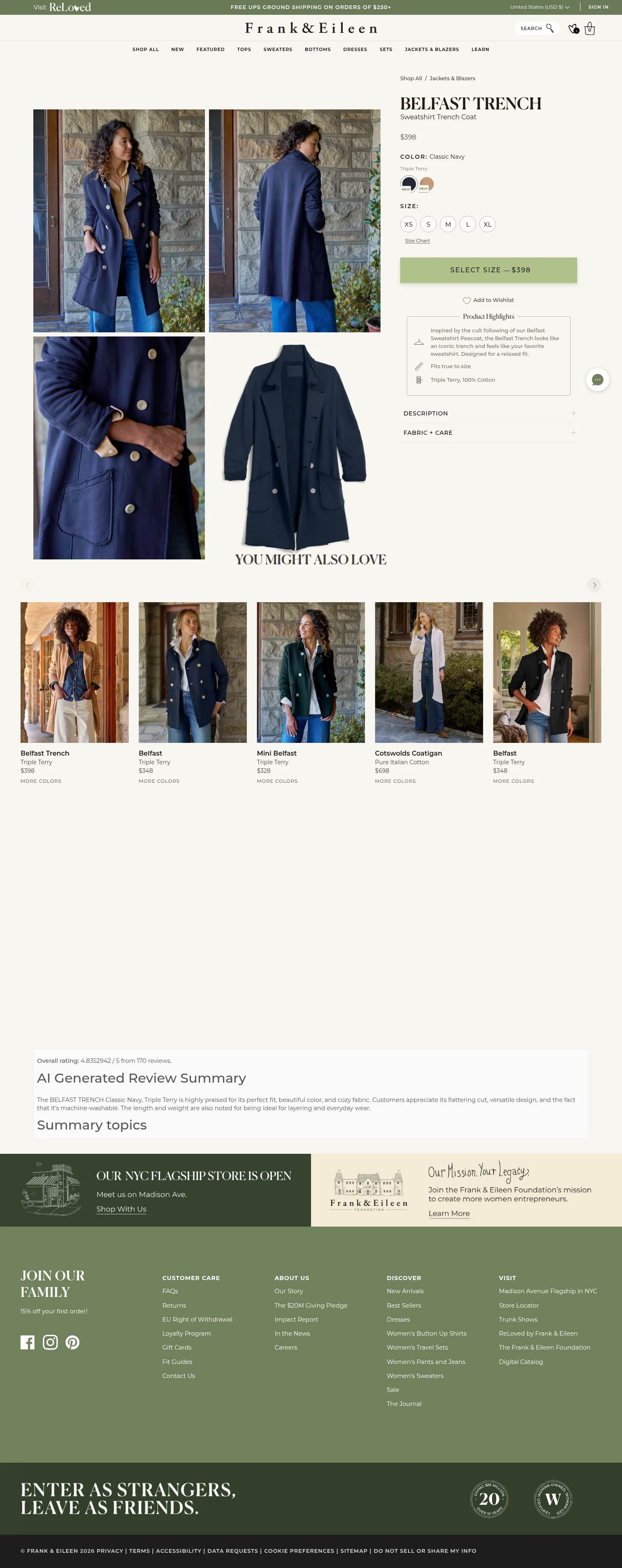 frankandeileen.com/products/belfast-trench-classic-navy-triple-terry on desktop