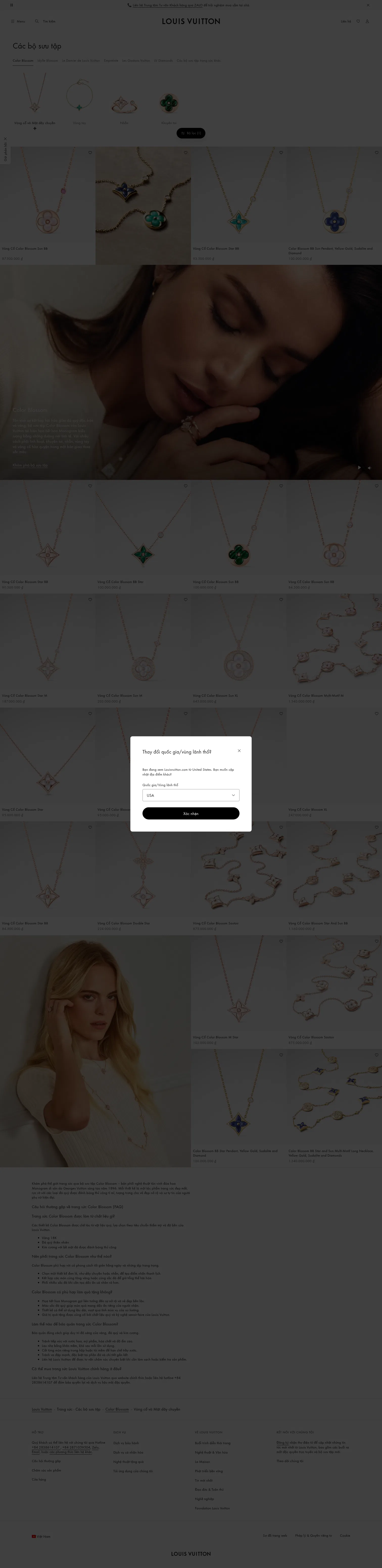 vn.louisvuitton.com/vie-vn/jewelry/collections/color-blossom/_/N-t1drsqza-bl1ssmb0c on desktop, full screenshot