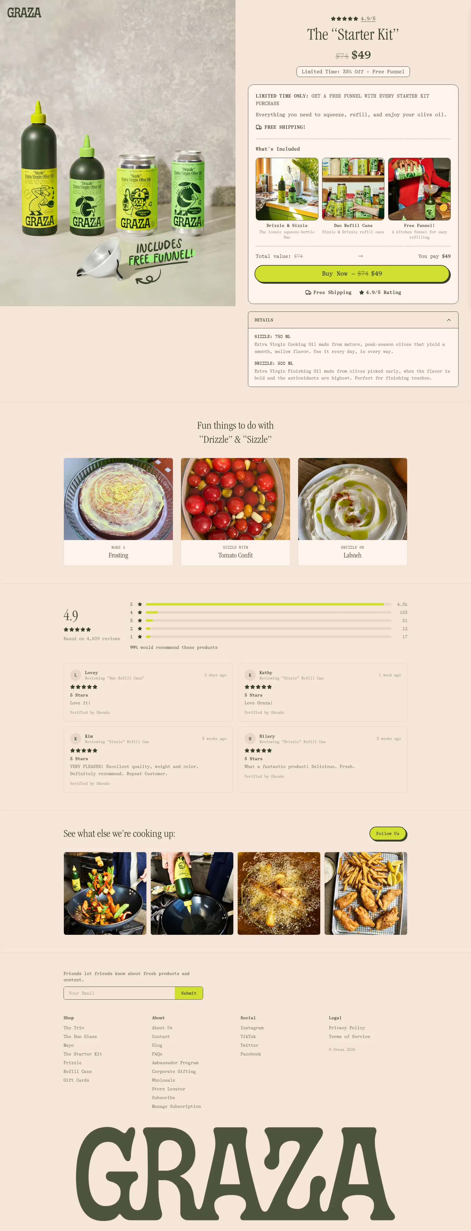 shop.graza.co/starter-kit on desktop, full screenshot