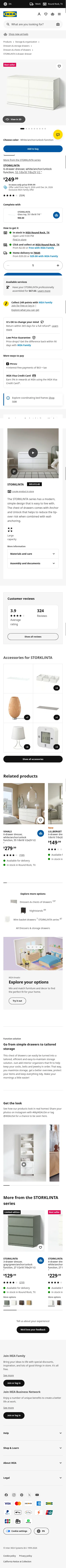ikea.com/us/en/p/storklinta-6-drawer-dresser-white-anchor-unlock-function-60561248 on mobile, full screenshot