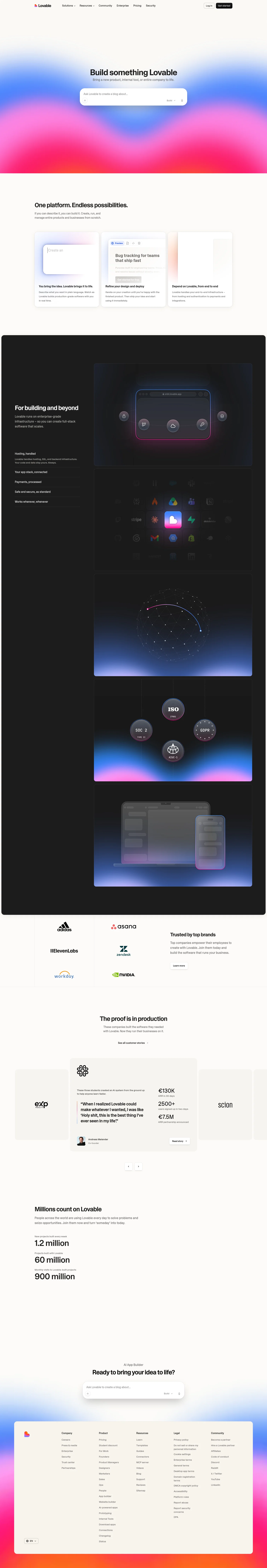 Lovable landing page