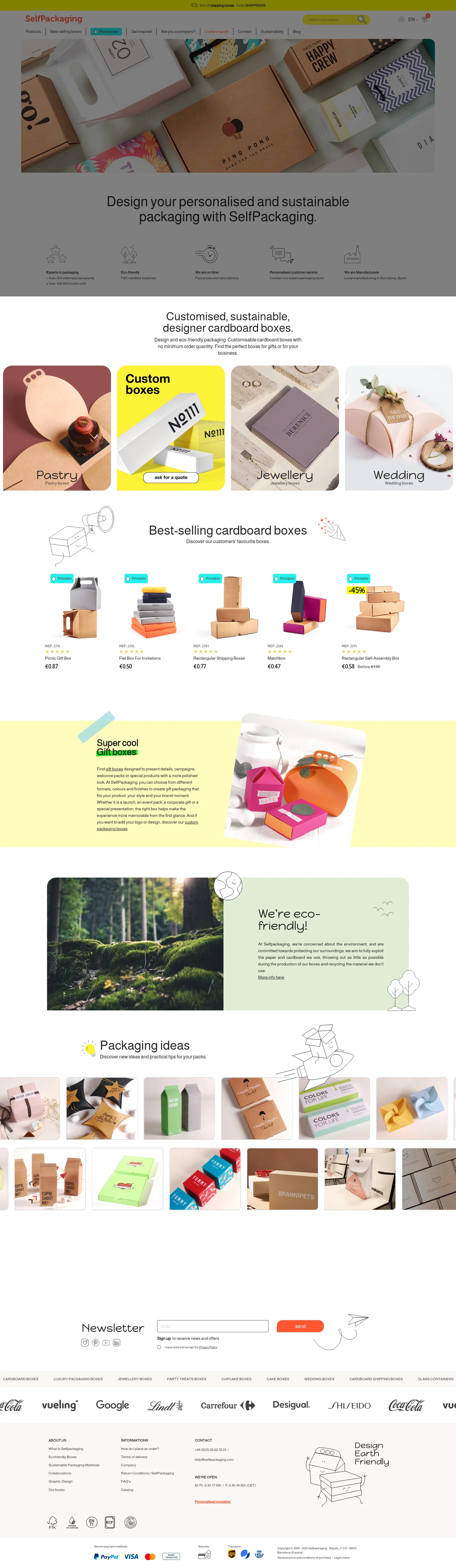 SelfPackaging landing page