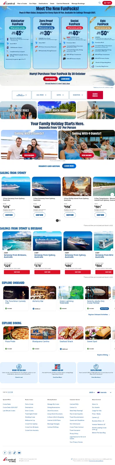 carnival.com.au on mobile