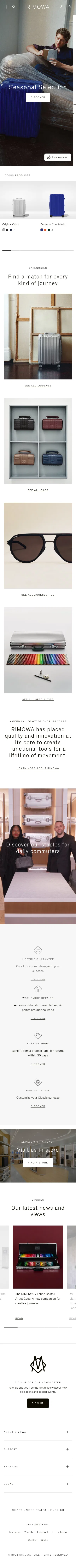 rimowa.com on mobile, full screenshot