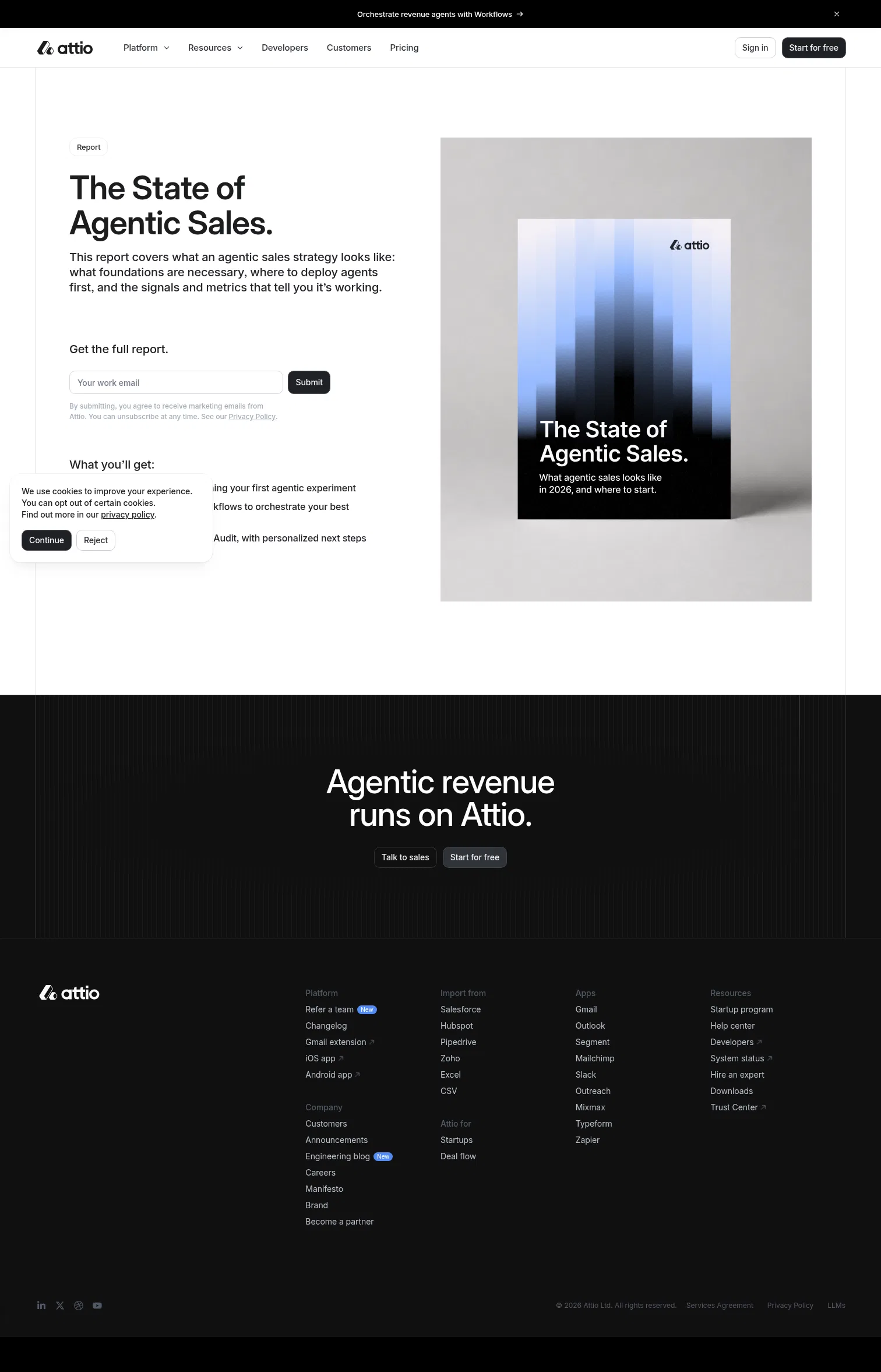 attio.com/agentic-sales-report on desktop, full screenshot