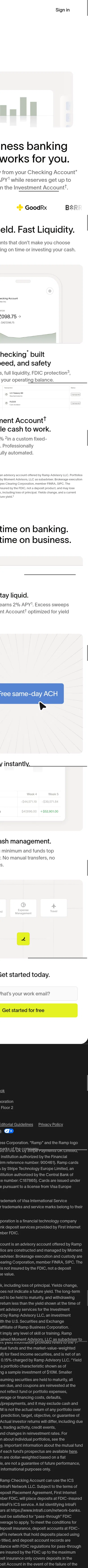 ramp.com/lp2/business-banking on mobile, full screenshot