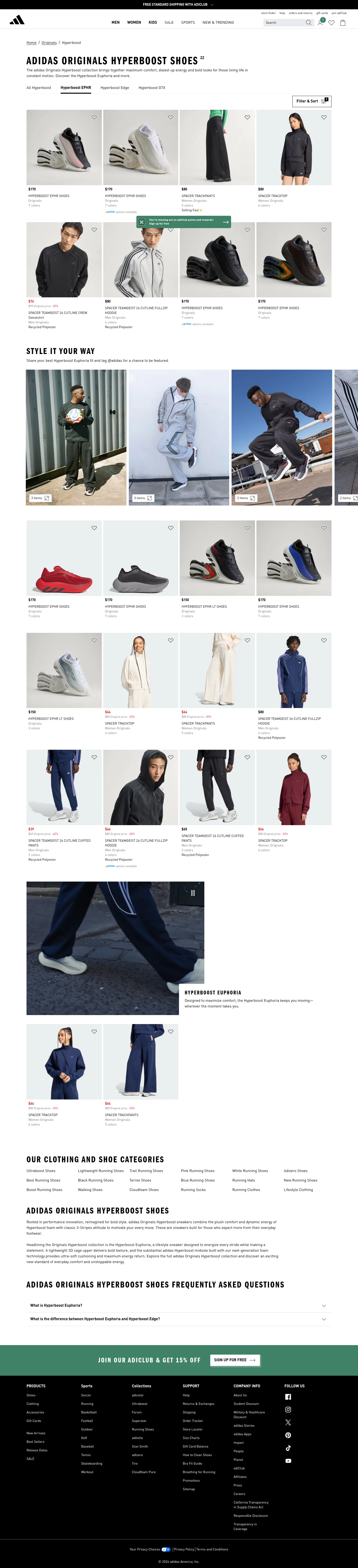 adidas.com/us/originals-hyperboost on desktop, full screenshot