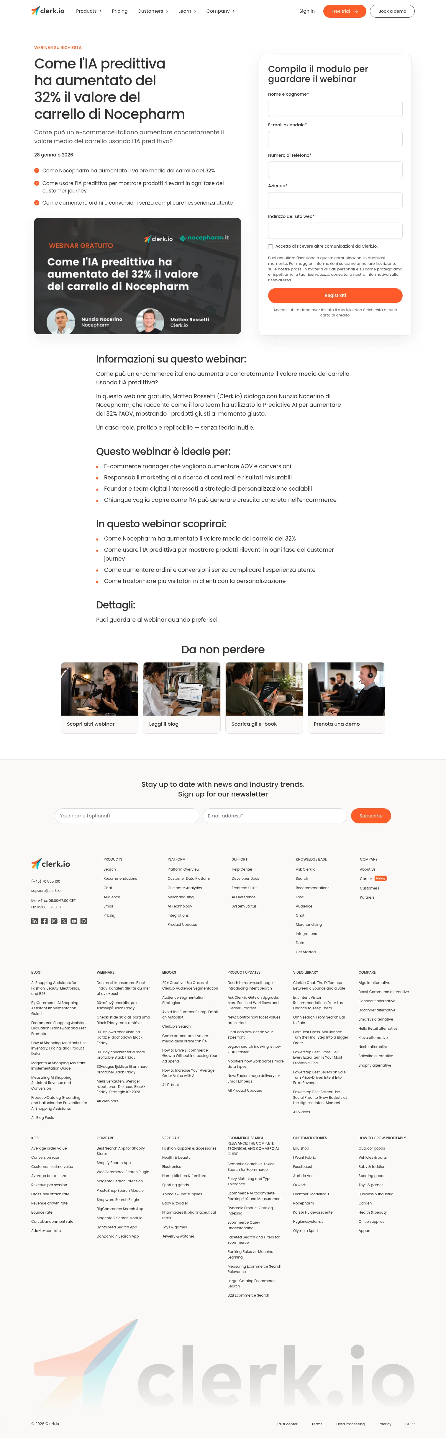 clerk.io/webinar/nocepharm on desktop, full screenshot