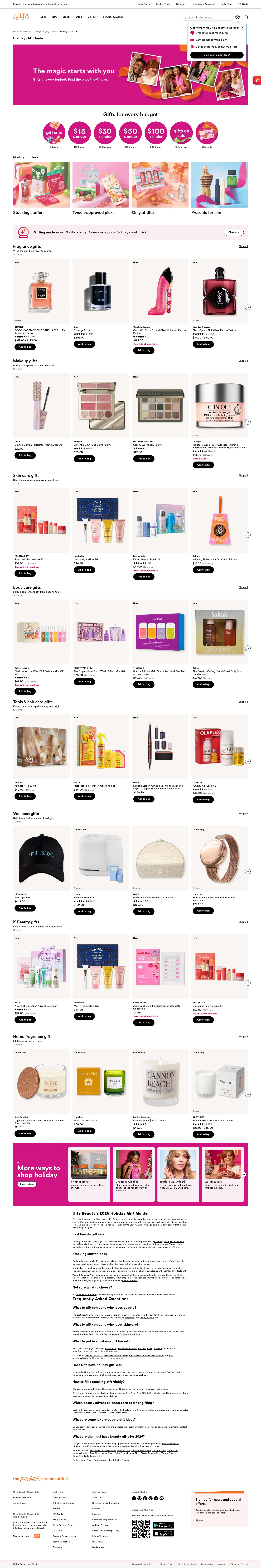 Ulta Beauty landing page