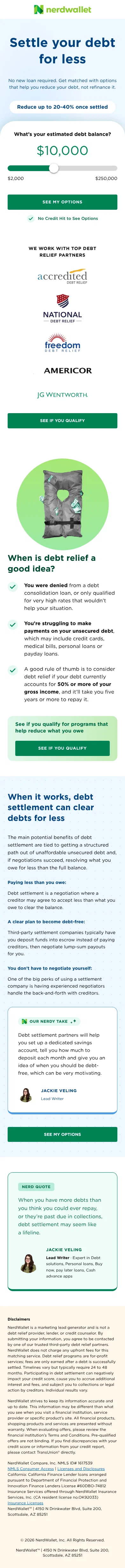 nerdwallet.com/prequalify/m/debt-relief-social/debt-relief-entry-education-long on mobile
