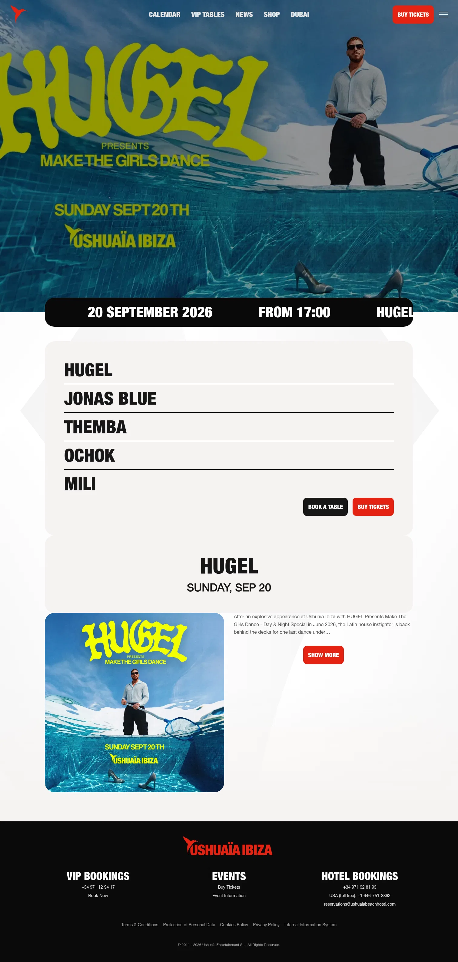 theushuaiaexperience.com/club/en/events/2026/hugel/2026-09-20 on desktop, full screenshot
