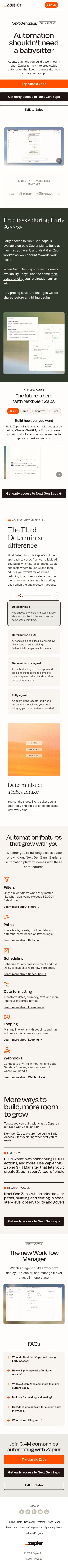 zapier.com/workflows on mobile, full screenshot