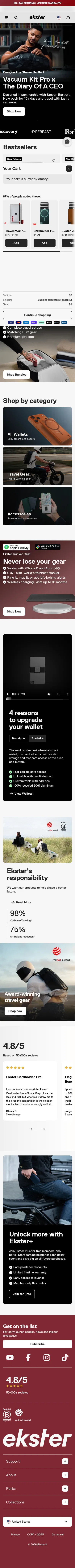 ekster.com/pages/lp on mobile, full screenshot