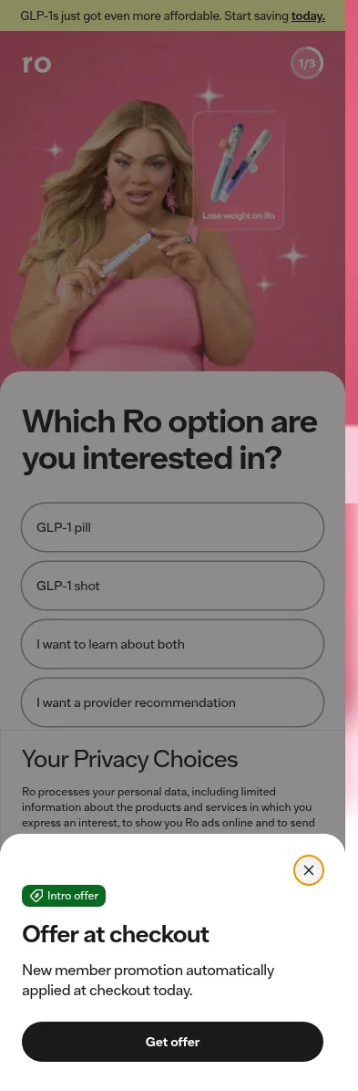 ro.co/lp/weight-loss/quiz/trish on mobile, full screenshot