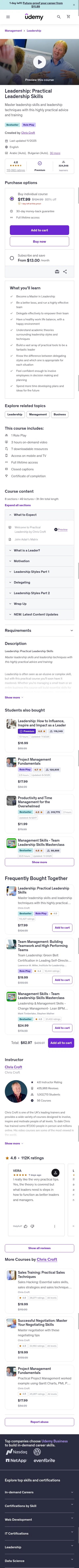 udemy.com/practical-leadership on mobile, full screenshot