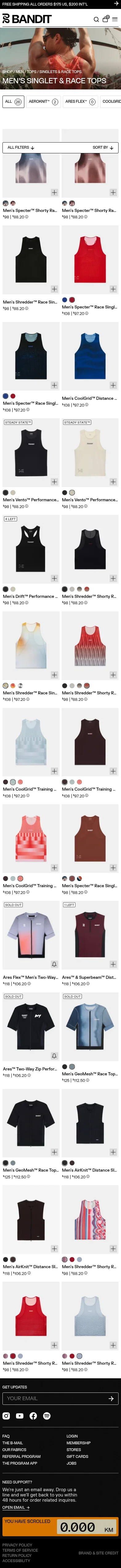 banditrunning.com/collections/mens-singlet-race-tops on mobile