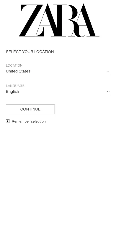 zara.com on mobile, full screenshot