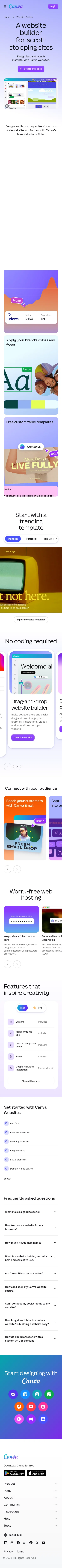 canva.com/website-builder on mobile