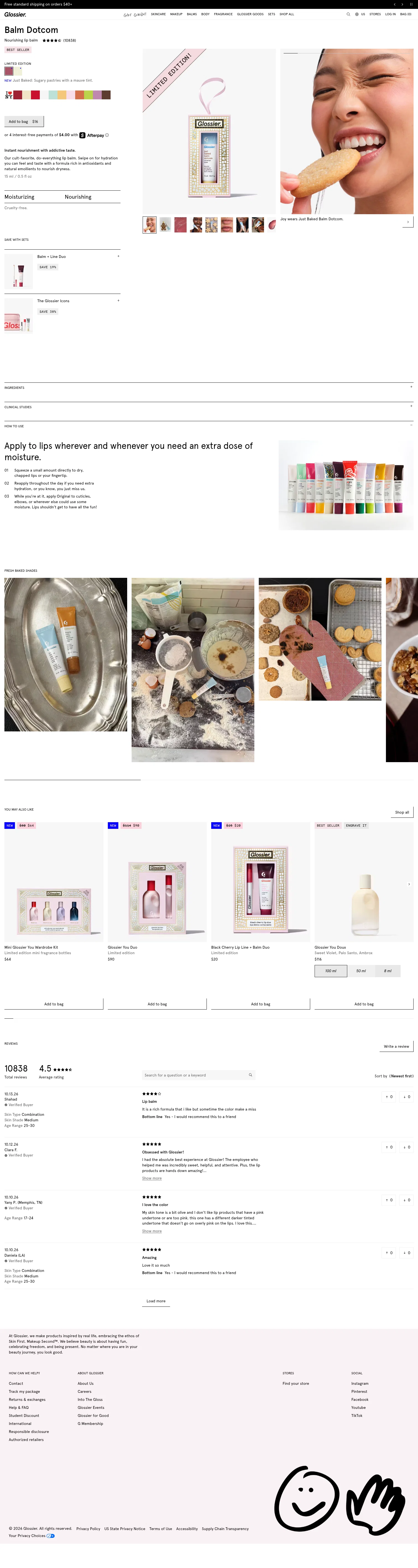 Glossier landing page