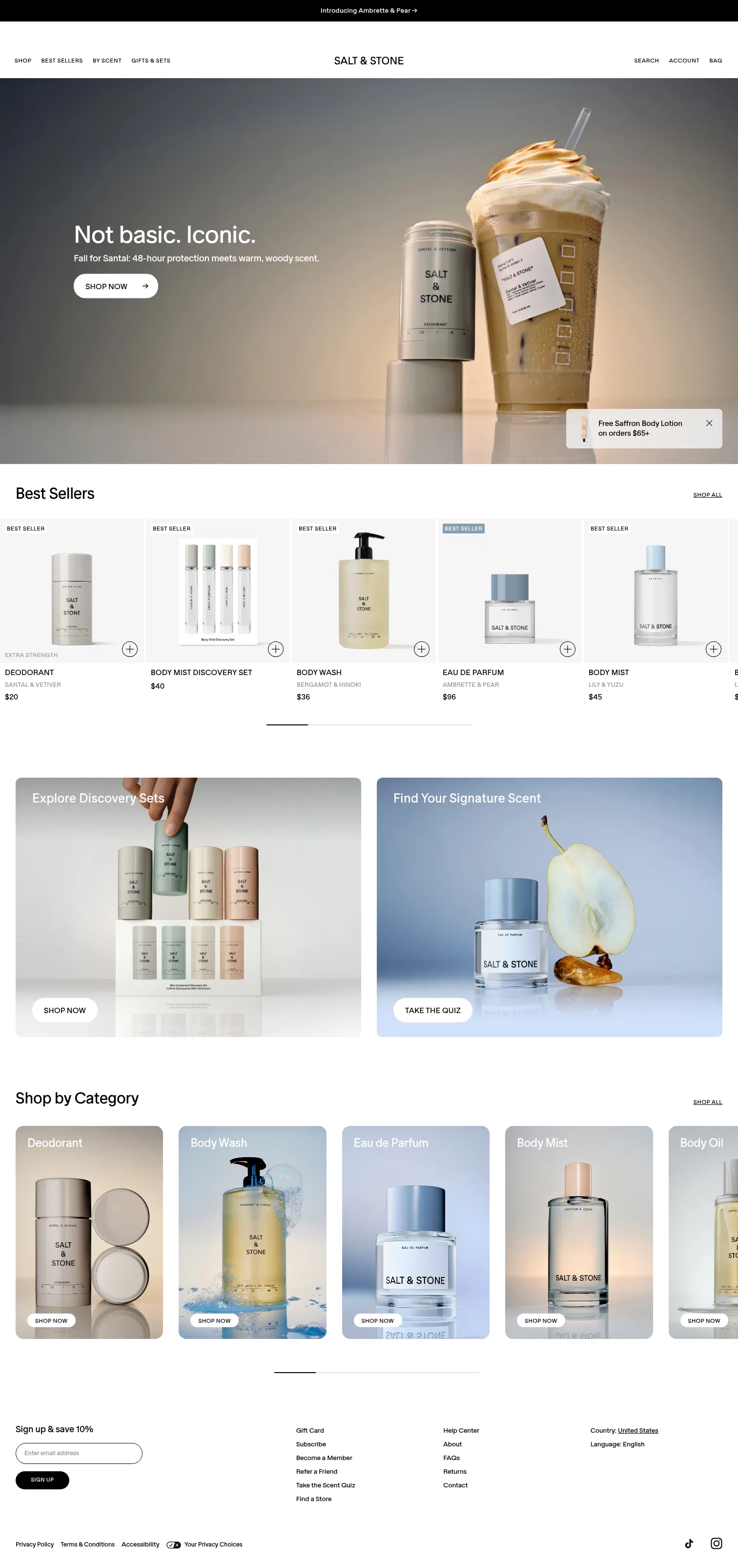 saltandstone.com on desktop, full screenshot