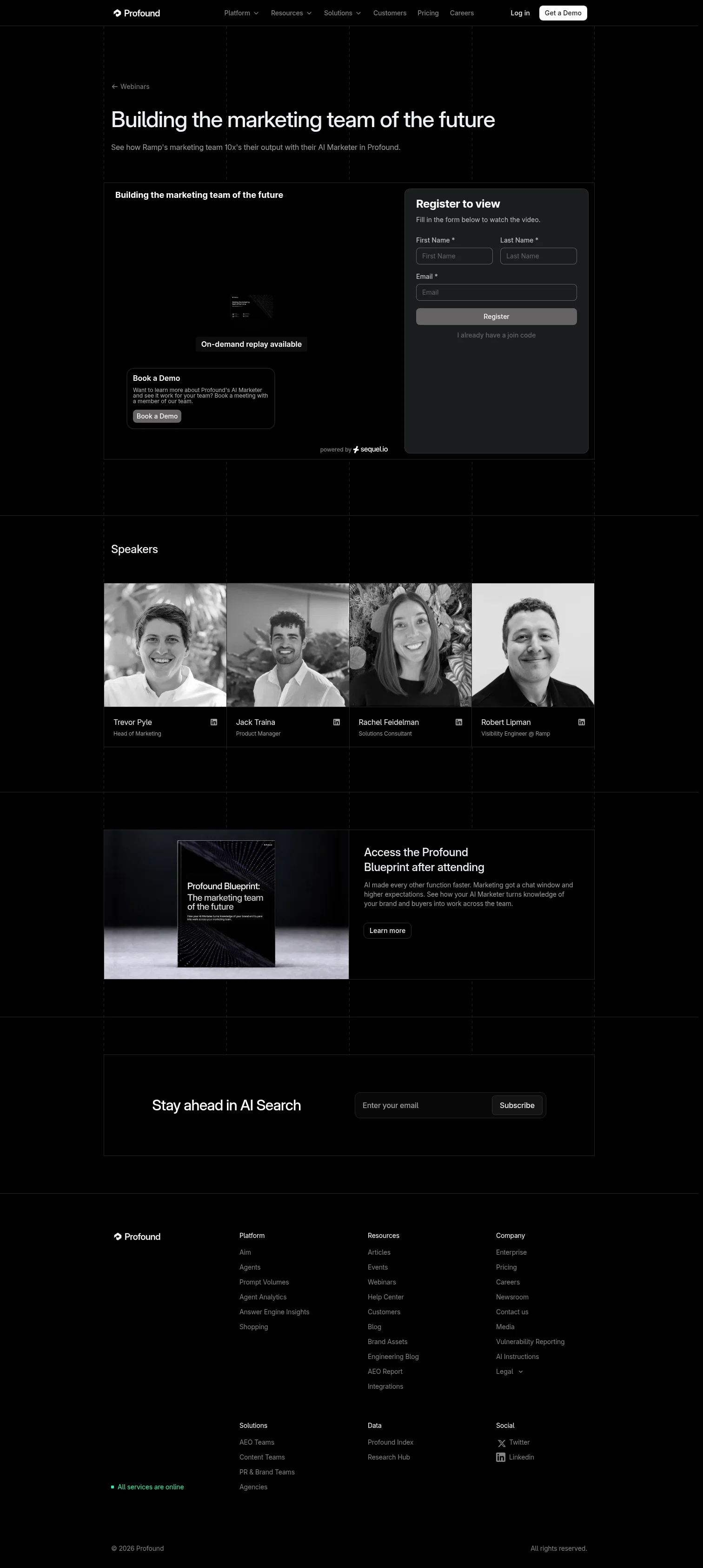 TryProfound landing page