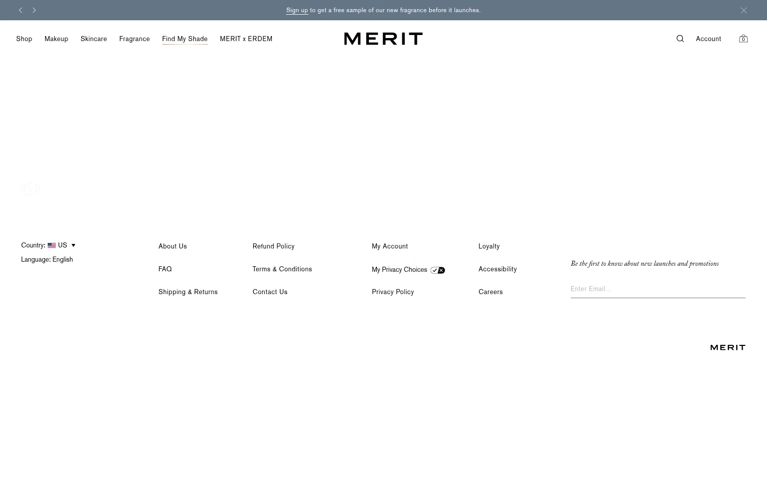 Merit Beauty landing page