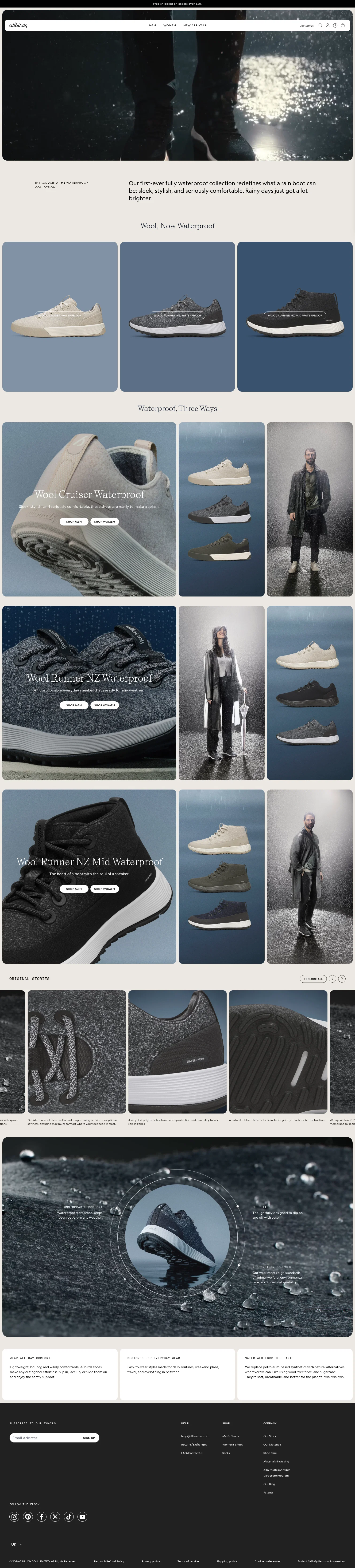 Allbirds landing page