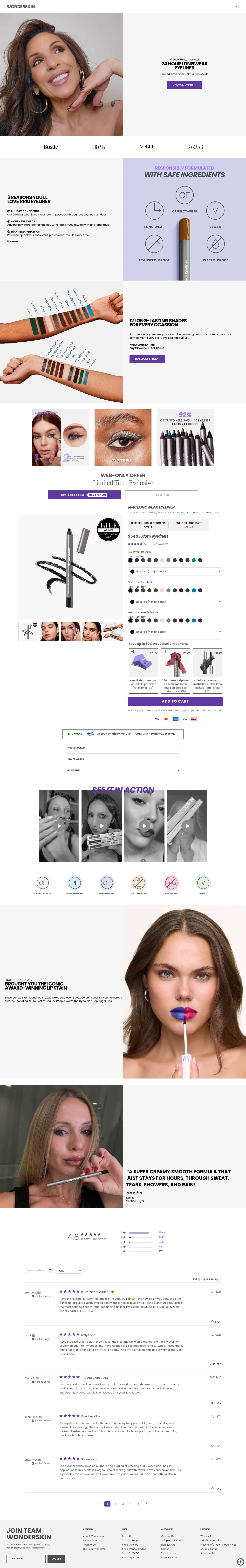 Wonderskin landing page