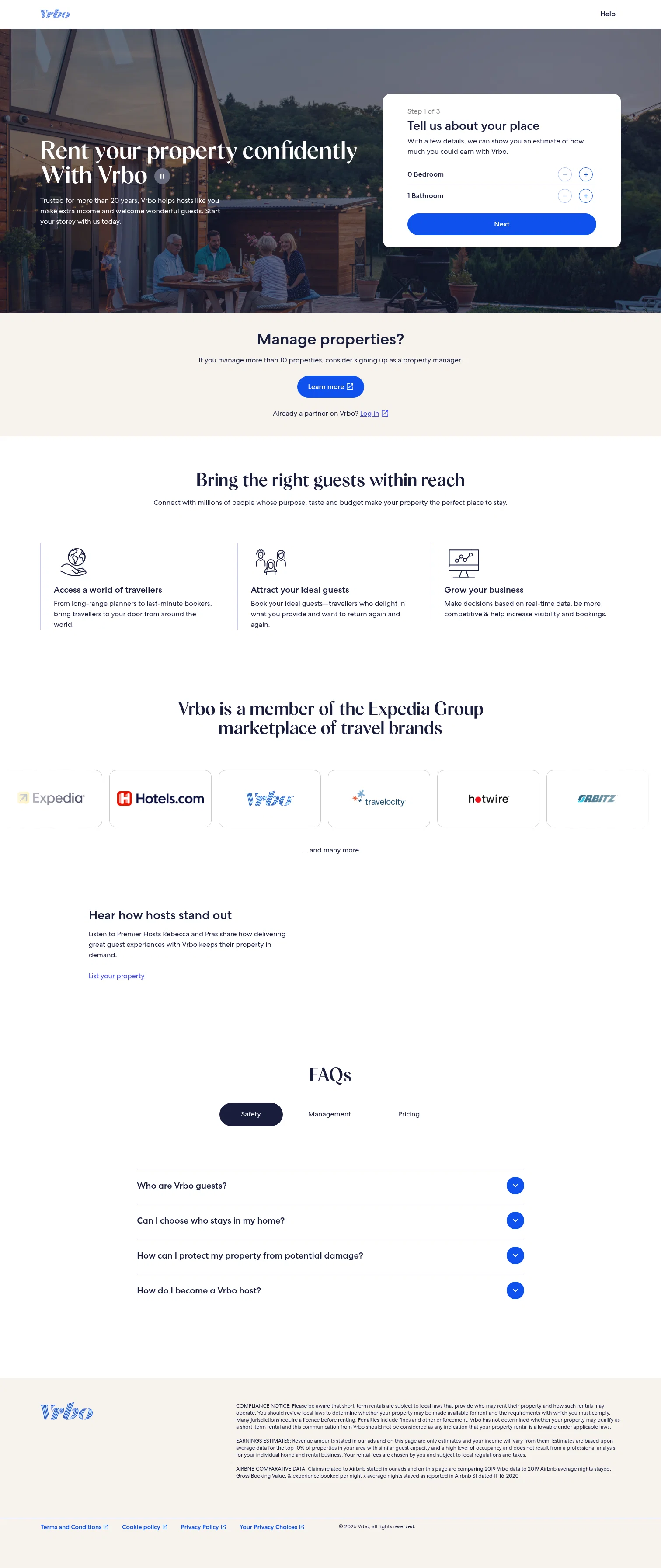 Vrbo landing page