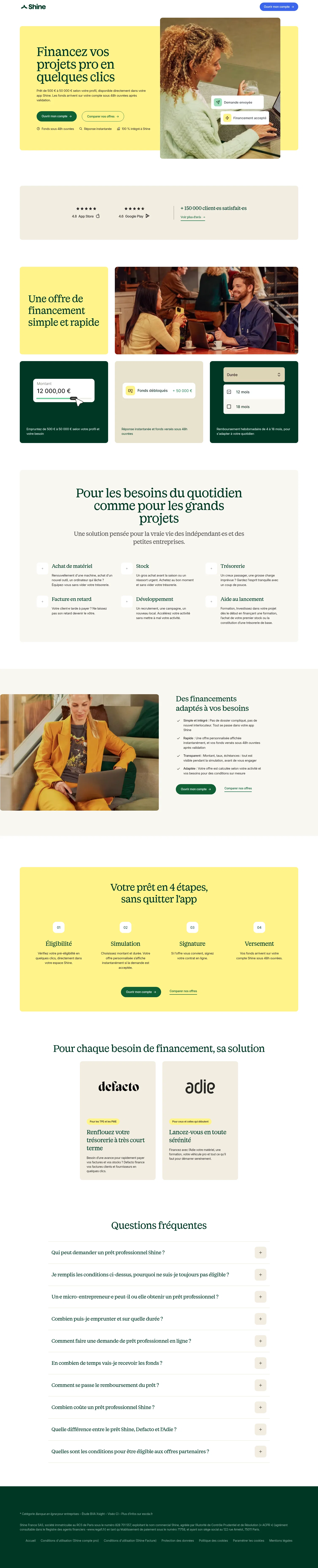 Shine landing page