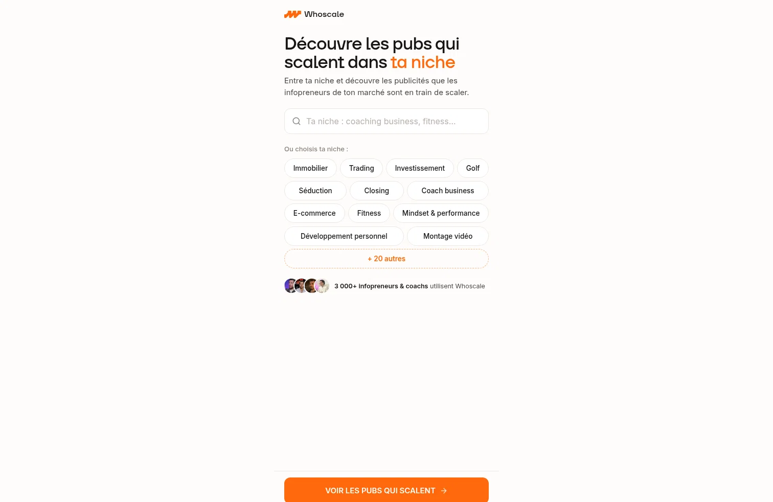 Whoscale landing page