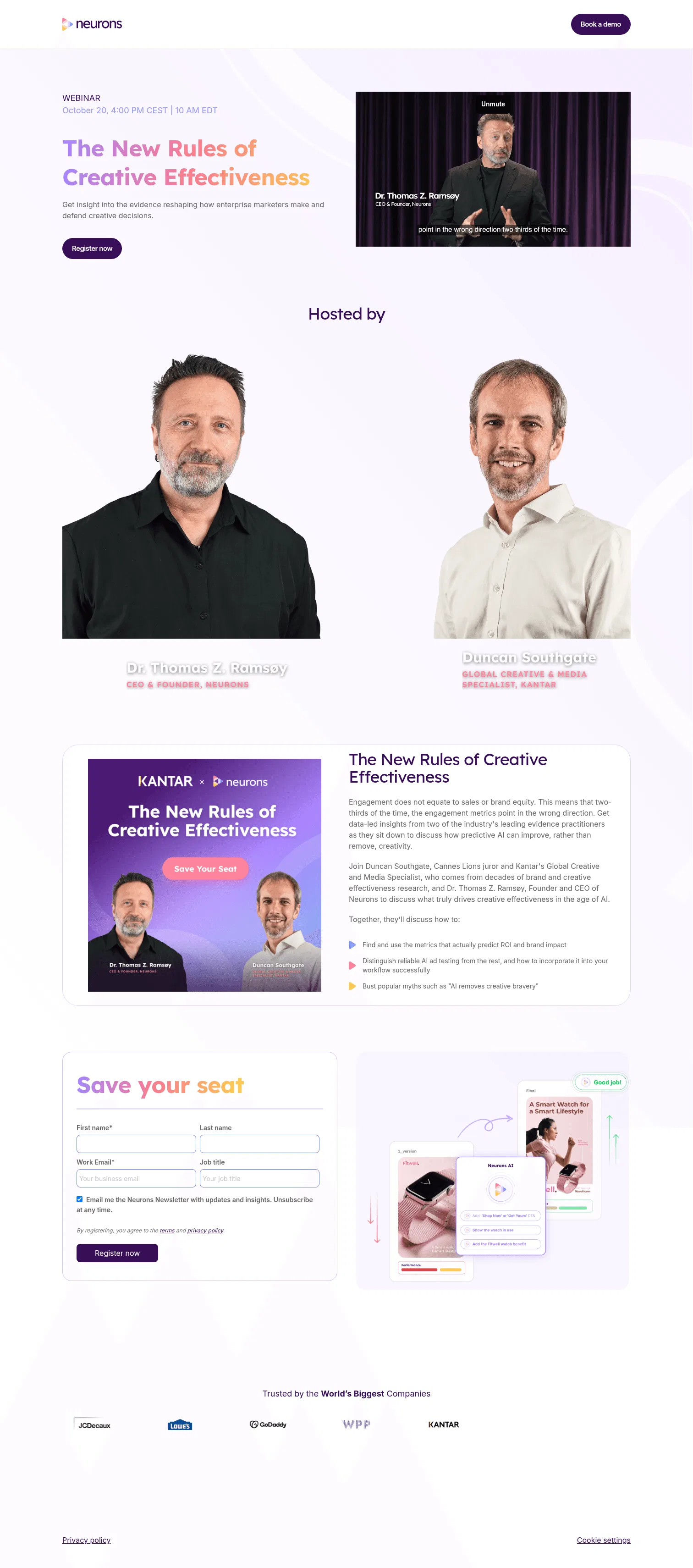neuronsinc.com/webinar/the-new-rules-of-creative-effectiveness-with-kantar on desktop, full screenshot