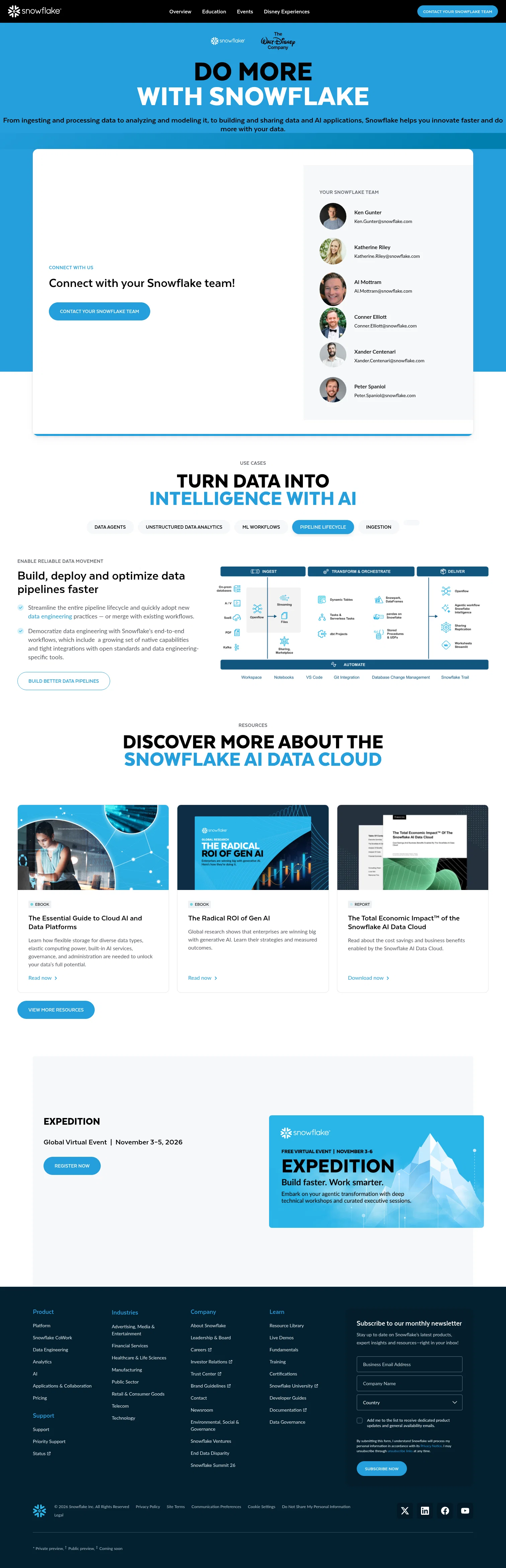 Snowflake landing page