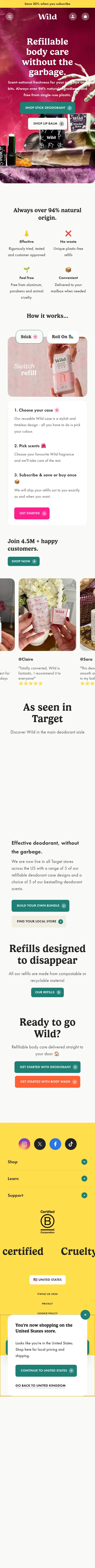 wearewild.com on mobile, full screenshot