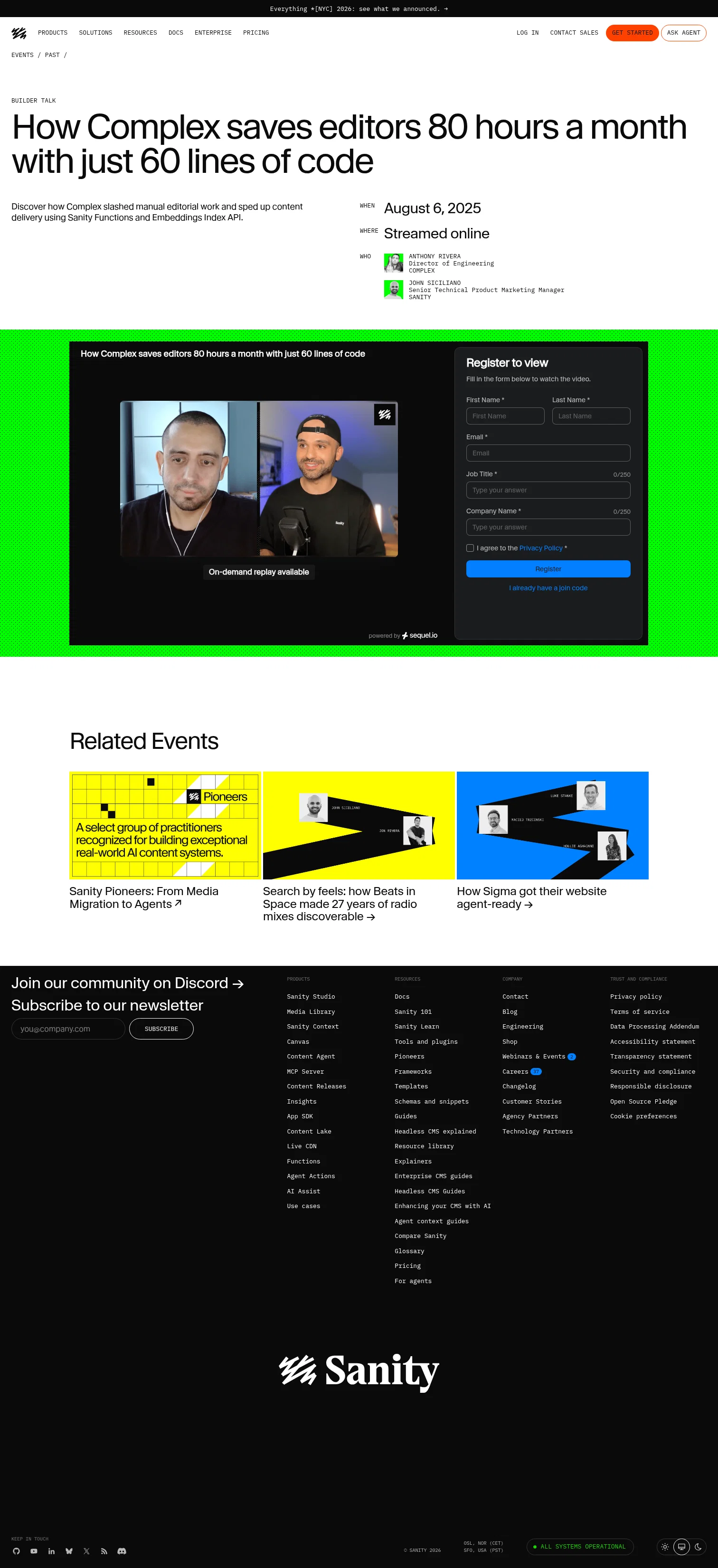sanity.io/events/complex on desktop