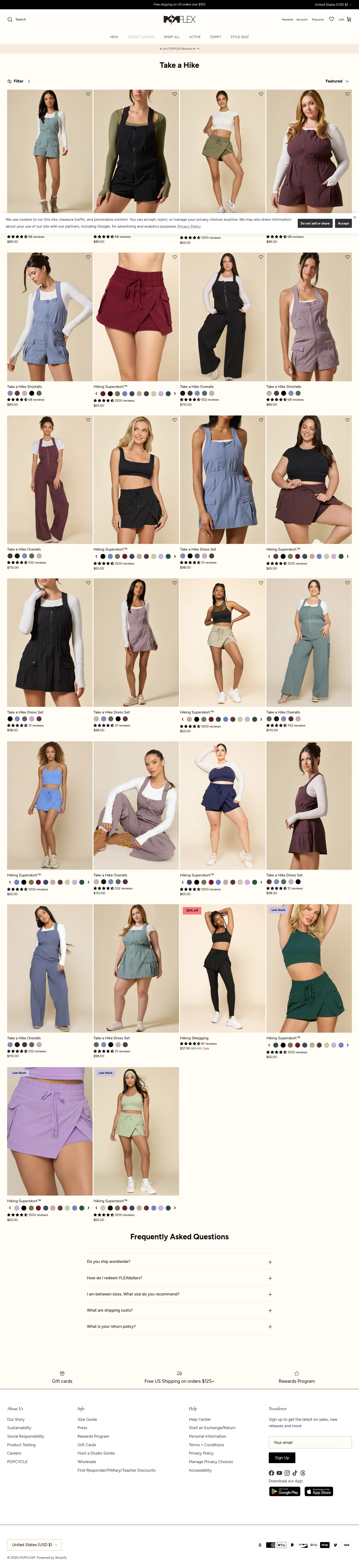 popflexactive.com/collections/take-a-hike-overalls on desktop, full screenshot