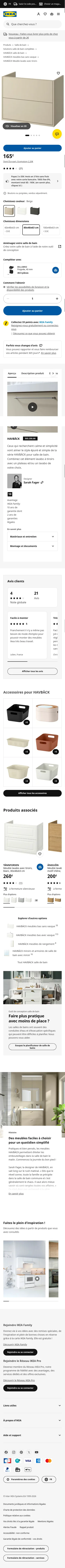 ikea.com/fr/fr/p/havbaeck-meuble-lavabo-avec-tiroirs-beige-50535066 on mobile, full screenshot