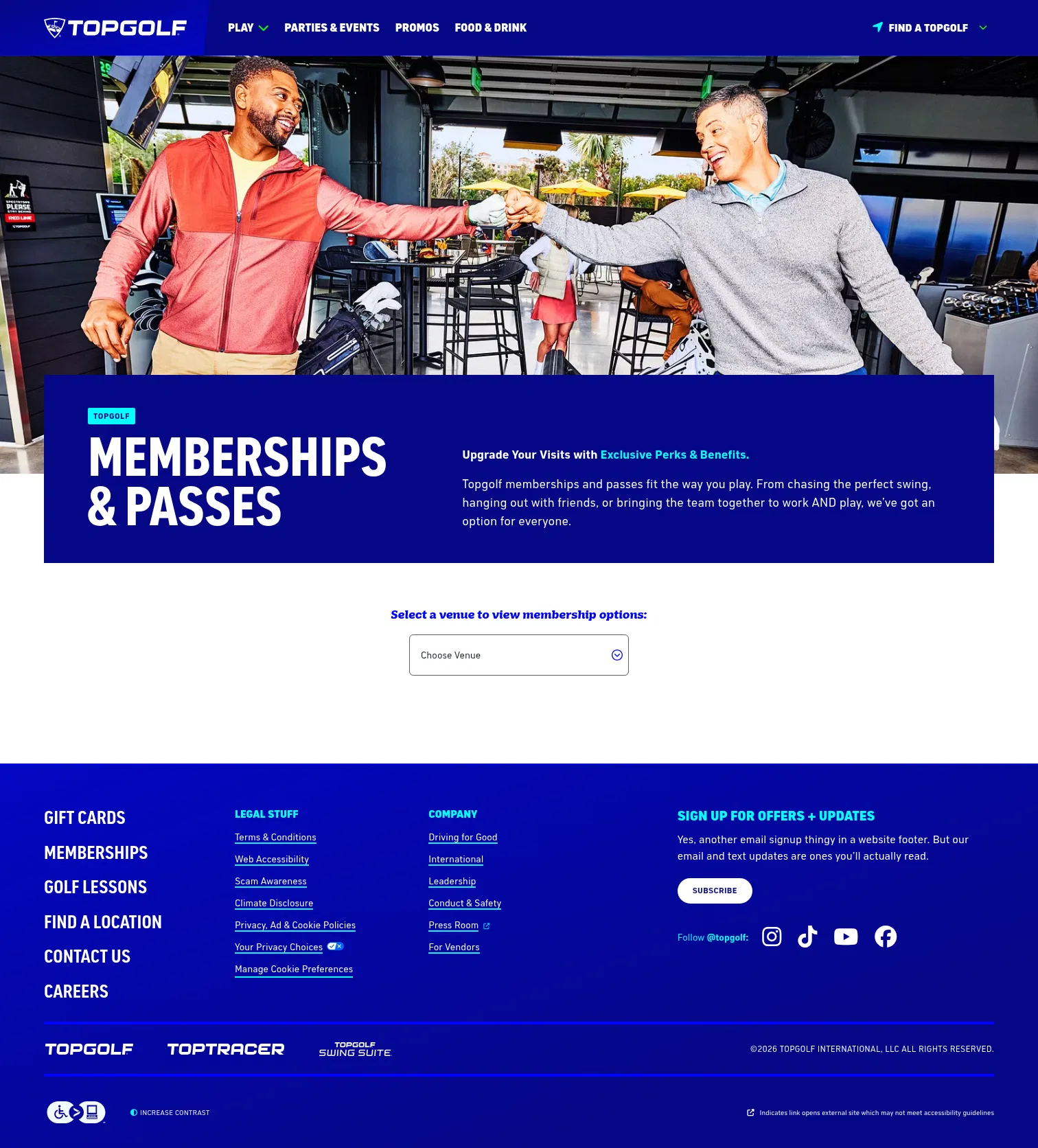 topgolf.com/us/pricing/memberships on desktop, full screenshot