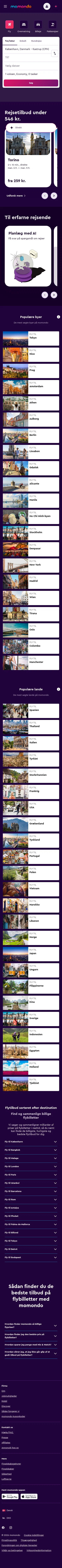 momondo.dk/flight-search on mobile