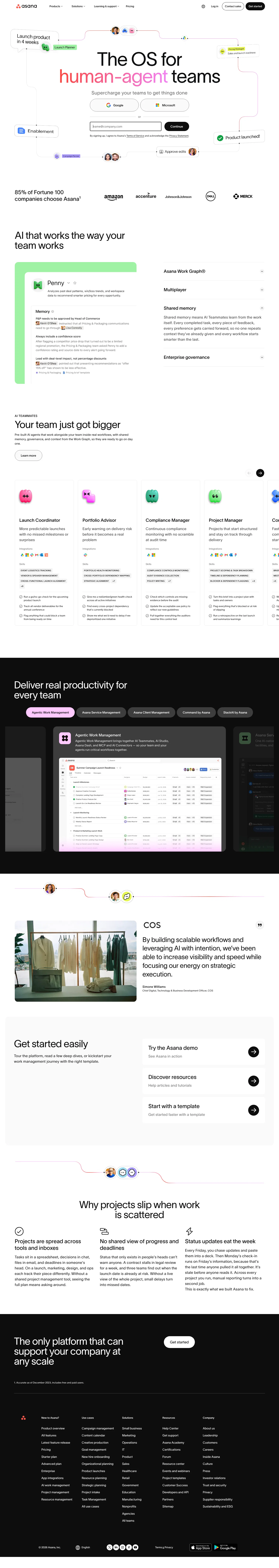 Asana landing page